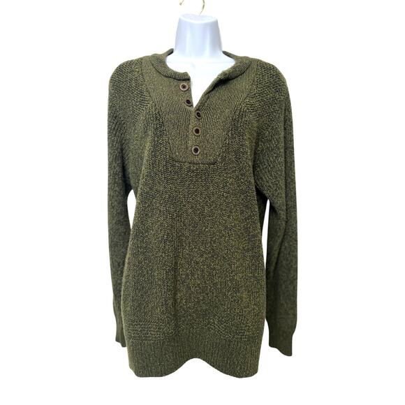 Sweaters - Vintage 90s RedHead Knit Green Henley Sweater/M